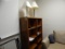 Lot Wood Bookcase with (2) Lamps