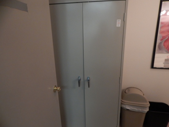 Lot Metal 2-Door Storage Cabinet with Contents