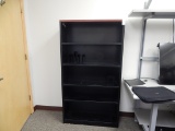 Lot 5 Shelf Metal Bookcase with Wood Top, Metal 2-Dr File Cabinet with Wood Top