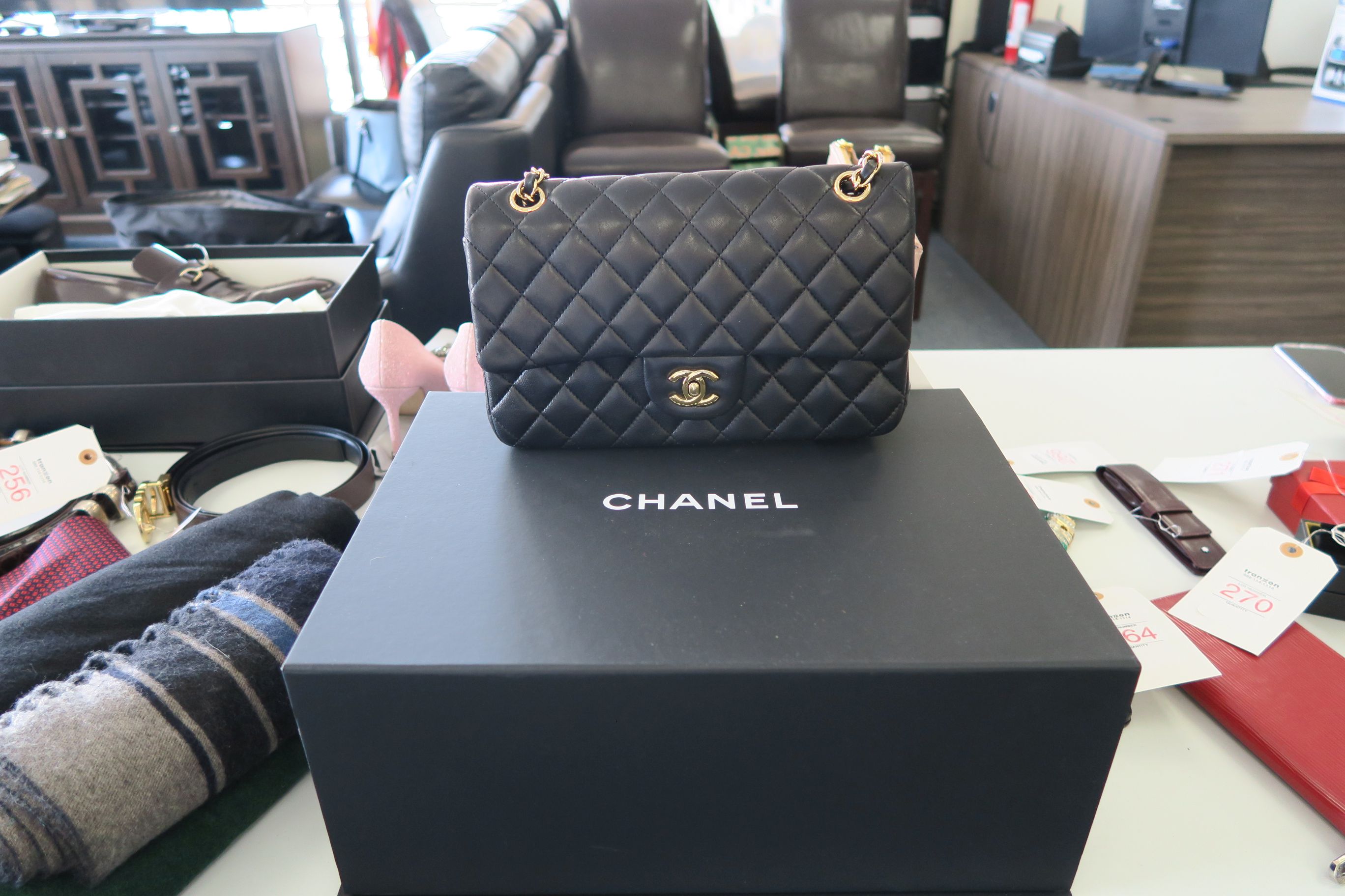Chanel Classic Flap Bag, Lambskin, Gold Tone