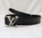 Louis Vuitton Black Belt with steel LV buckle, size 100cm