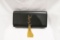 Yves St. Laurent Monogram Kate Cassandre Tassel Black Gold Calfskin Leather Clutch