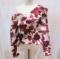 Self-Portrait White w/Black/Red Floral Print One-Shoulder Top, size 0, new with tags