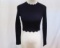 Bebe Navy Ribbed Long Sleeved Crop Top, size XXS, new with tags