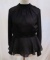 Bebe Black Long Sleeved Gathered Neck Top, size 00, new with tags
