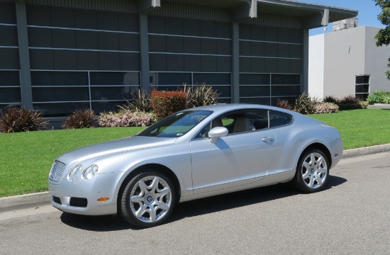 2006 Bentley Continental GT Coupe, Color Moonbeam (gray),Tan Interior, odometer reads 88808, VIN SCB