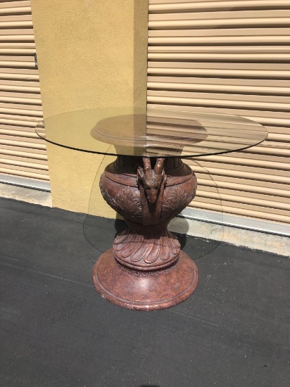 Glass/Wood Base Decorative Table  (located in storage in Costa Mesa - buyer must make appointment to