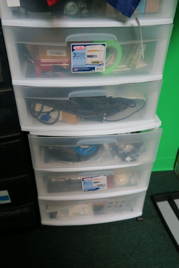 Lot Drawer Cart With Assorted Audio/Video Cables and Accesssories  (This item must be removed on Wed