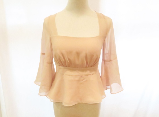 Bebe Pink Ruffle Sleeve Open Back Top, size XXS, new with tags