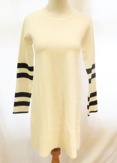 Zara Cream w/Black Trim Knit Long-Sleeved Dress, size S, new with tags