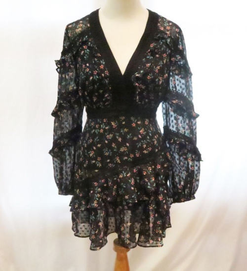 La Maison Talulah Black/Floral Print Mini Dress, size XS, new with tags - $299