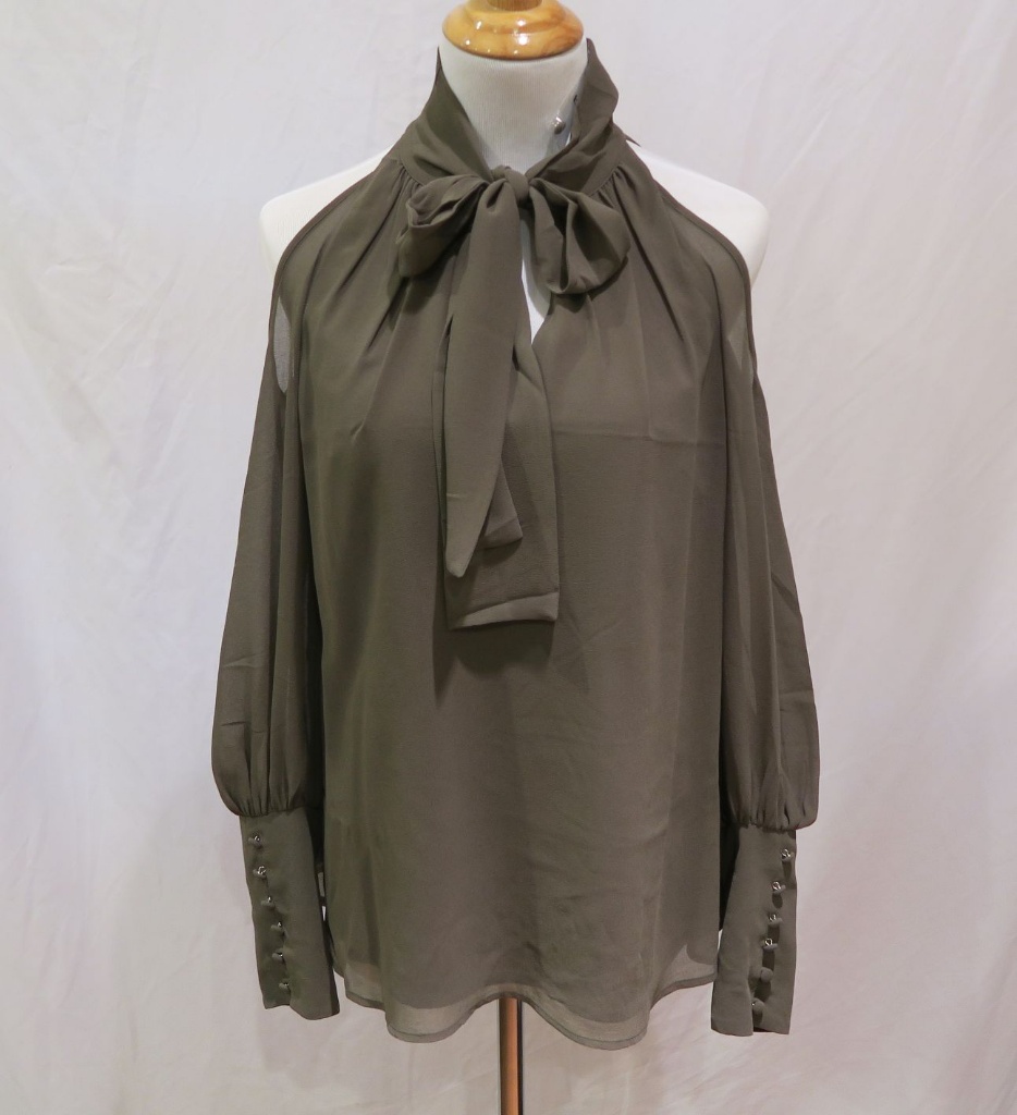 Bebe Olive Tie-Neck Sleeveless Top, size XXS, new with tags