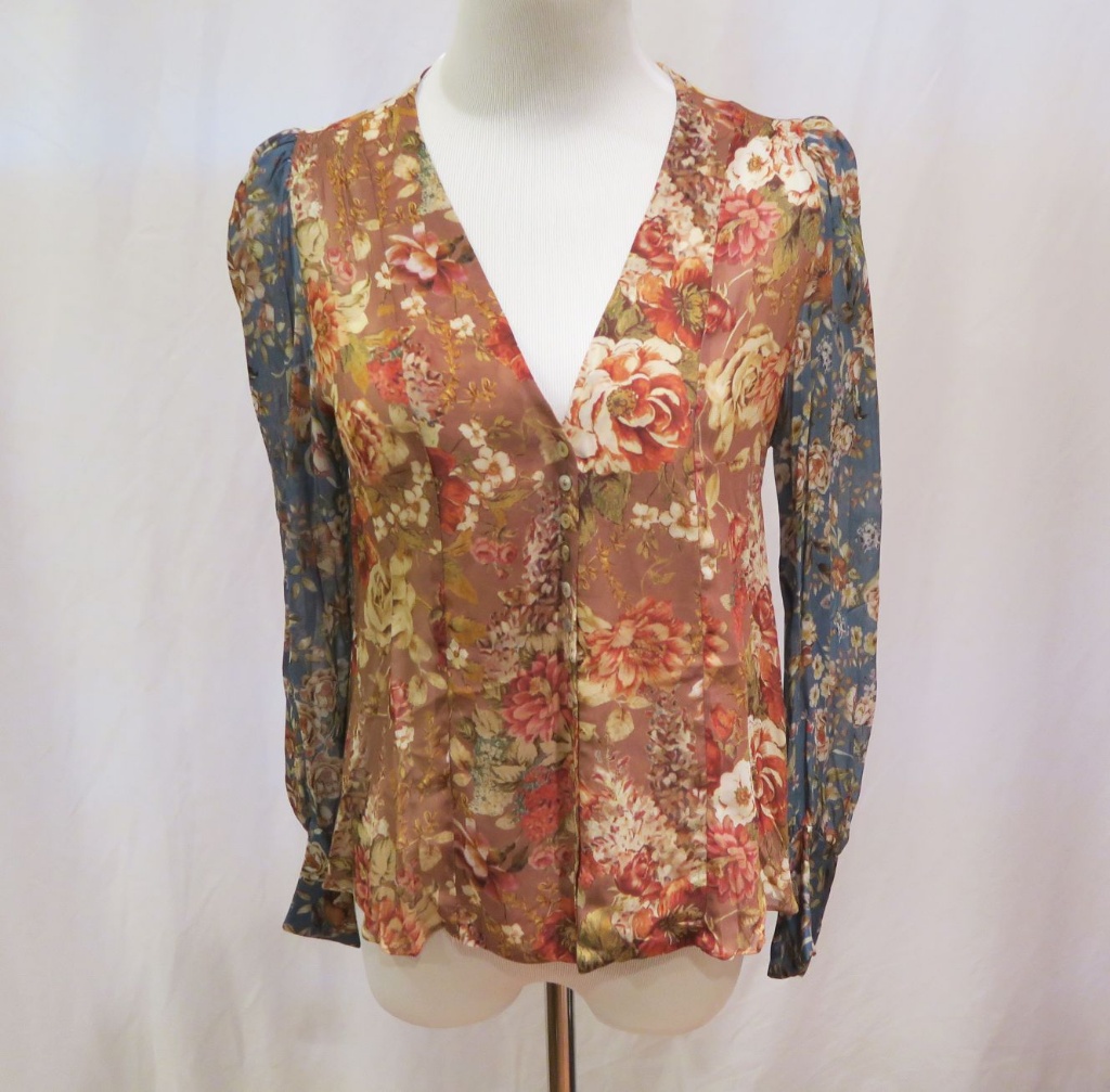 Zara Floral Print Long Sleeve Top, size XS, new with tags