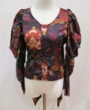 Bebe Floral Print Drape Sleeve Blouse, size 00, new with tags