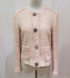 Zara Pink Plaid Jacket w/Jeweled Buttons, size S, worn
