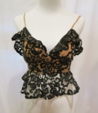 Lovers + Friends Black/Beige Crop Top w/Spaghetti Strap, size XXS, new with tags