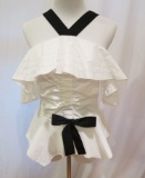 Derek Lam IO Crosby White Ruffle Top w/Black Straps/Bow, size 2, new with tags - $395