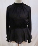 Bebe Black Long Sleeved Gathered Neck Top, size 00, new with tags