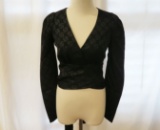 Bebe Black Check Bolt Tie Front Woven Top, size XXS, new with tags - $119