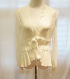 Jonathan Simkhai Ivory Blouse w/Ruffle Trim, size XS/P, new with tags - $359