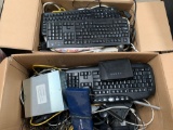 Assorted Computer Keyboards, Components and Wired, Contents of 2 Boxes