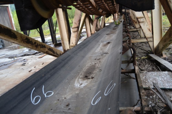 40"X140' CONCAVE BELT CONVEYOR W/ DRIVE LOCATED UNDER OUTFEED SIDE OF DRUM DEBARKER