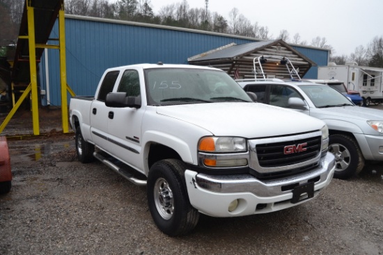 "2005 GMC 2500 HEAVY DUTY 4X4 CREW CAB PICKUP W/ DUAL MAX DIESEL ENGINE W/ ALLISON AUTOMATIC TRANSMI