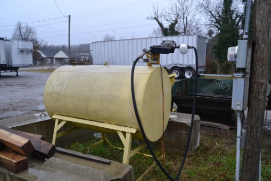 APPROX 250 GAL FUEL TANK W/ STAND & ELECTRIC PUMP
