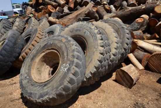 4- 14.00 R20 TIRES & WHEELS FOR PULLOUT TRUCKS