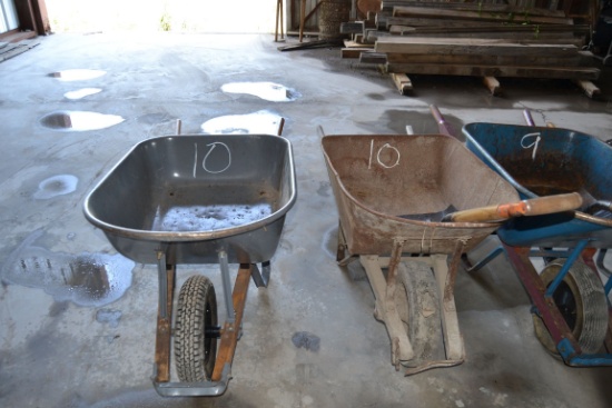 2 WHEEL BARRELS & CLEAN UP TOOLS