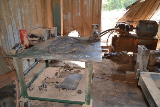 STEEL WORK TABLE W/ VISE & GRINDER