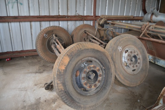 2 STEERING AXLES W/ TIRES & WHEELS