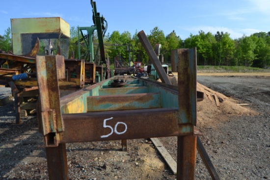 EDMISITON PORTABLE MILL W/ 4 HEAD BLOCK CARRIAGE W/ OVERHEAD TONG DOG W/ TRACKWAY W/ CARRIAGE DRIVE