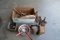 LOTOF ANTIQUE POTS & HAND PLANERS & TOOLS
