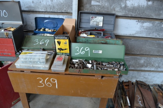 TABLE, TOOL BOXES & TOOLS