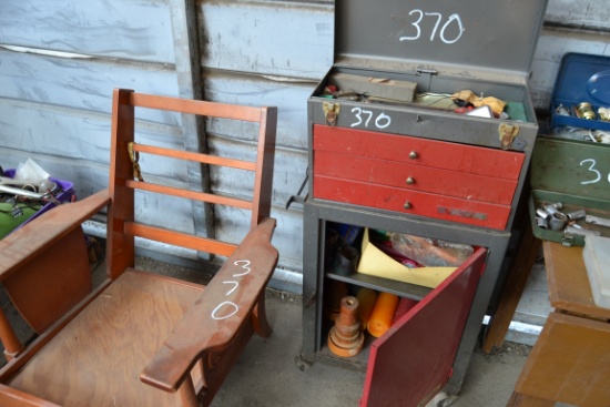 TOOL BOX & WOOD CHAIR