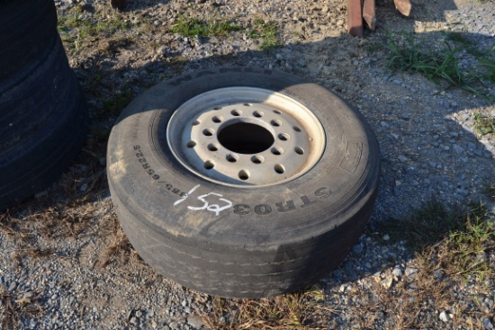 385-65R 22.5 TIRE ON ALUM WHEEL