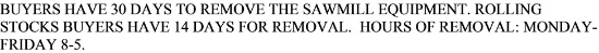 TERMS OF REMOVAL OF EQUIPMENT