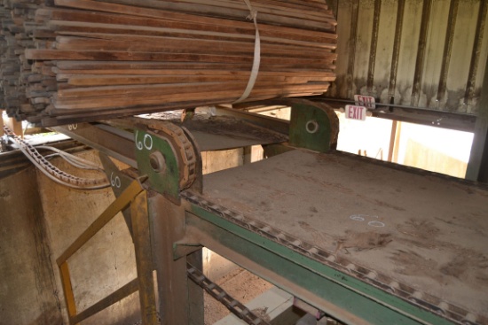 6' 6 ARM SLIDE ARM STICKER SYSTEM W/ 25' 6 STRAND INFEED TRANSFER W/ HYDAULIC HOIST ROLLCASE W/ EVEN