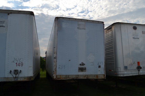 1986 STOUGHTON 48' BOX TRAILER W/ SLIDING TANDEM SN#1DW1A4825GS499630