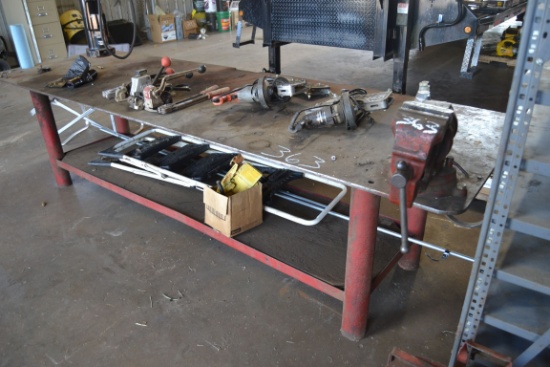 STEEL WORK TABLE W/ VISE & SHELF