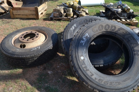 (3) 295-75-22.5 TIRES & 285-75-24.5 TIRES