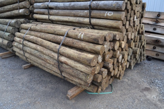 BUNDLE OF NEW 5"X92" TREATED WOODEN FENCE POST