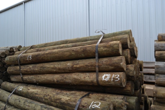 BUNDLE OF NEW 7"X92" TREATED WOODEN FENCE POST