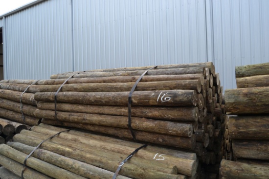 BUNDLE OF NEW 4"X92" TREATED WOODEN FENCE POST