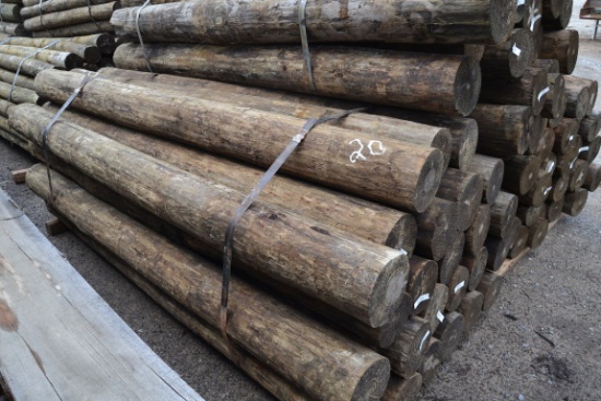 BUNDLE OF NEW 7"X92" TREATED WOODEN FENCE POST