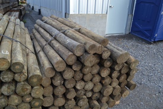 BUNDLE OF NEW 5"X92" TREATED WOODEN FENCE POST