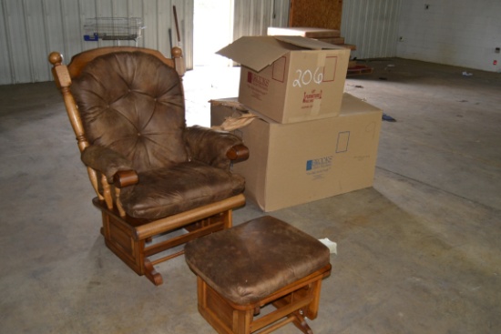 NEW WOOD ROCKING CHAIR W/OTTOMAN