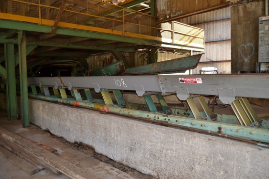 WEBSTER 24"X84' VIBRATING CONVEYOR W/ FINES SECTION W/ TRANSISTOR SPOUT W/ FIBER GLASS SECTION W/ MD