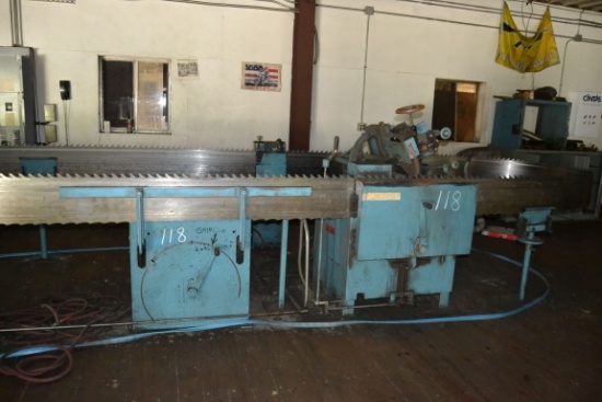 ARMSTRONG #4 RIGHT HAND BAND SAW SHARPENER W/ AUTO FEED W/ STANDS W/ CONTROLS W/ CLAMP SN#18000